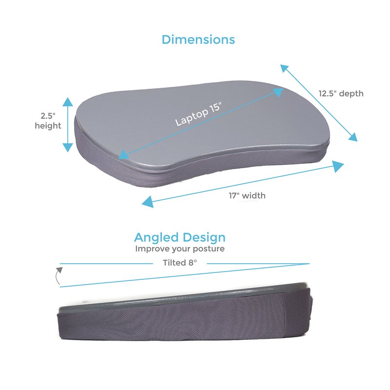 Sofia + Sam Mini Lap Desk with Memory Foam Cushion | Handle | Fits Laptops Up to 15" | Work from Home | Silver | Portable Travel Desk | Reading Writing and Coloring - Image 5
